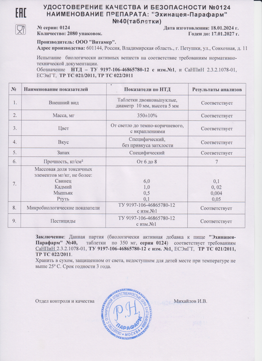 Паспорт №012024